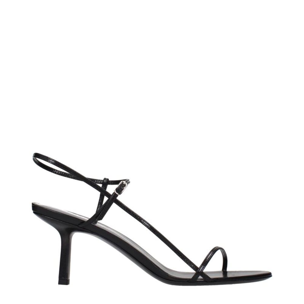 The Row Black Leather Stiletto Heel Women's Sandals